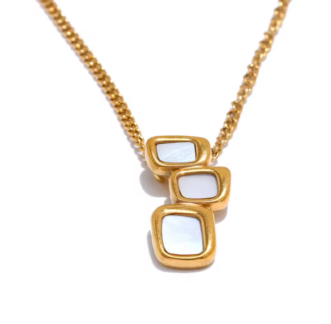 Errich Geometric Gold & Mother of Pearl Necklace
