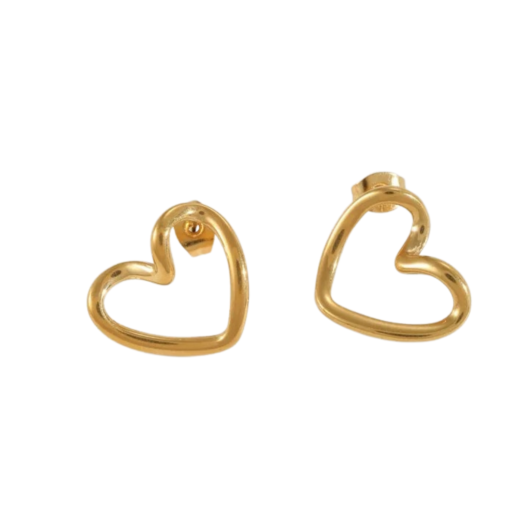 Eona Open Heart Gold Stud Earrings